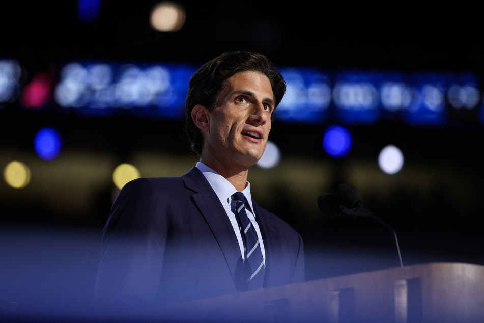 Jack Schlossberg speaks on stage during the second day of the Democratic National Convention in Chicago, Illinois, on August 20, 2024.