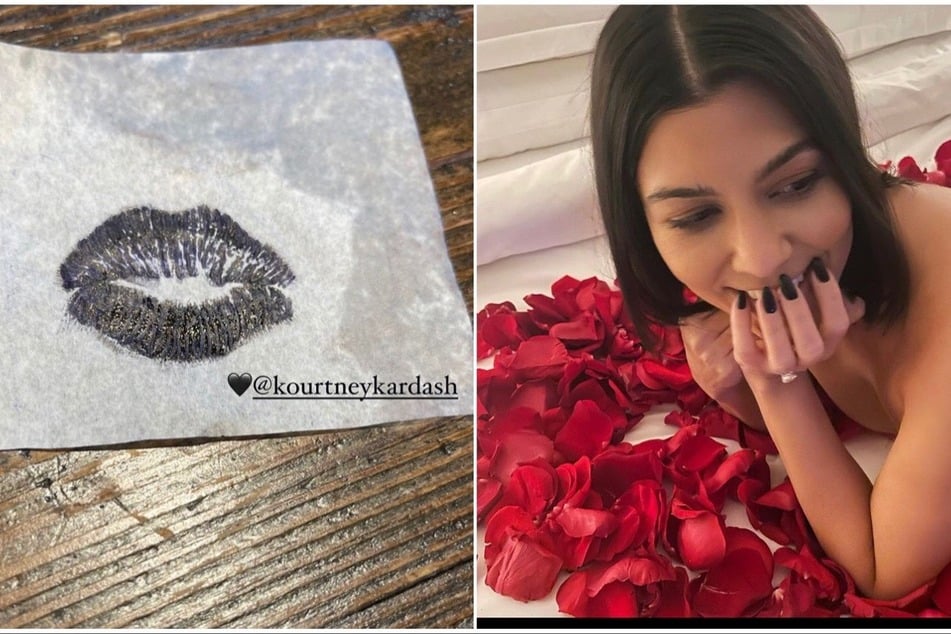 Topless and tattoos! Kourtney Kardashian and Travis Barker celebrate their engagement