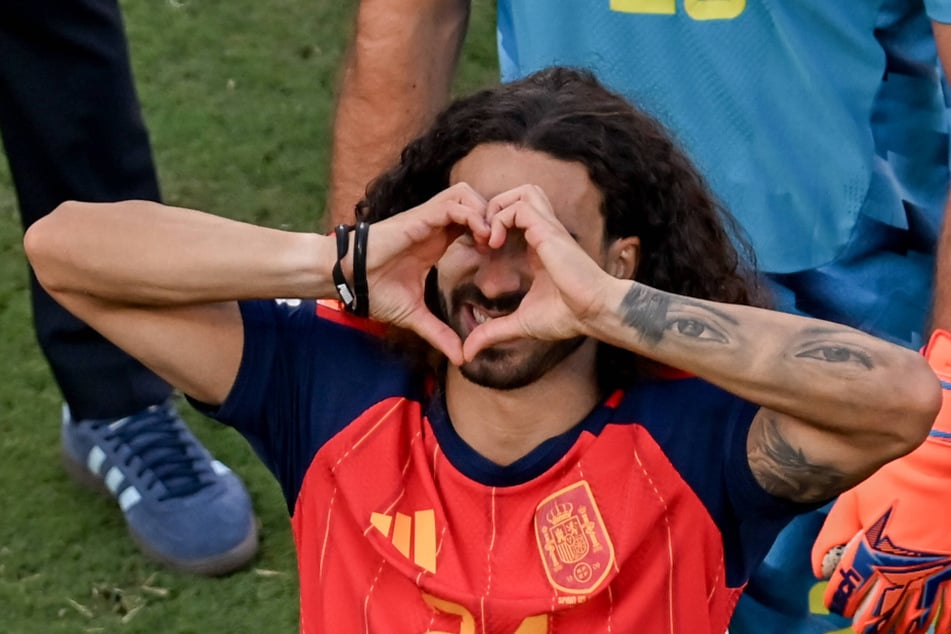 Spain defender Marc Cucurella celebrates after his team emerged victorious at the FIFA World Cup 2026 final on July 16.