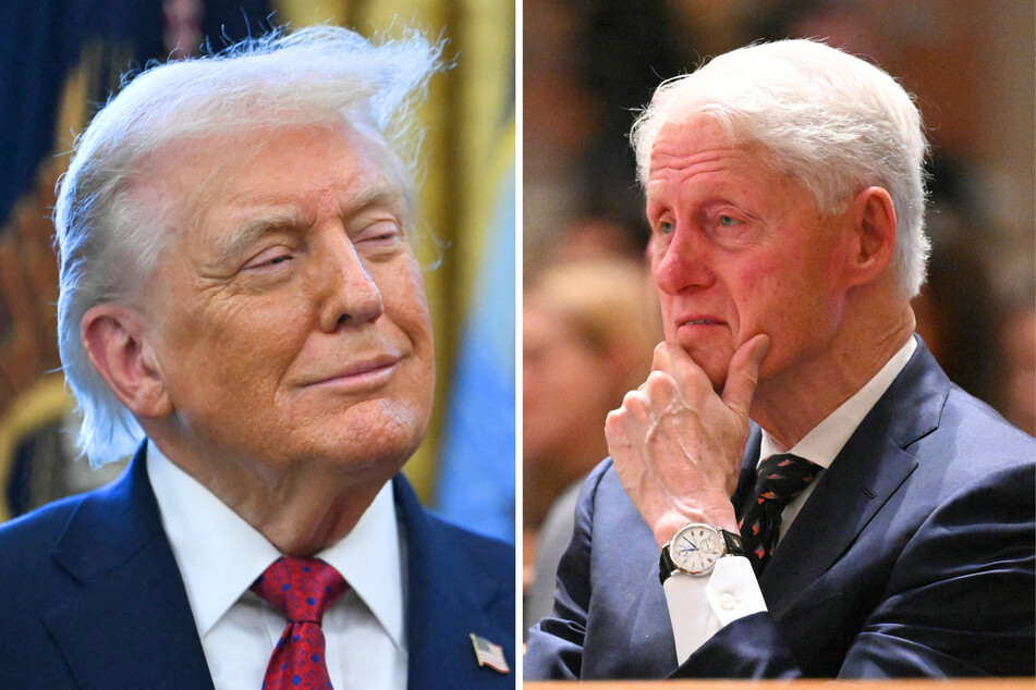 In a recent statement, Bill Clinton (r) claimed Donald Trump's (l) White House is trying to "scapegoat" him with the latest Jeffrey Epstein files release.
