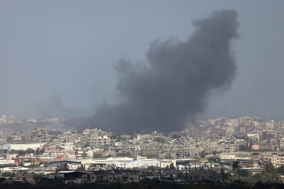 Smoke billows during Israeli bombardment on the Gaza Strip from a position in southern Israel on May 12, 2024.
