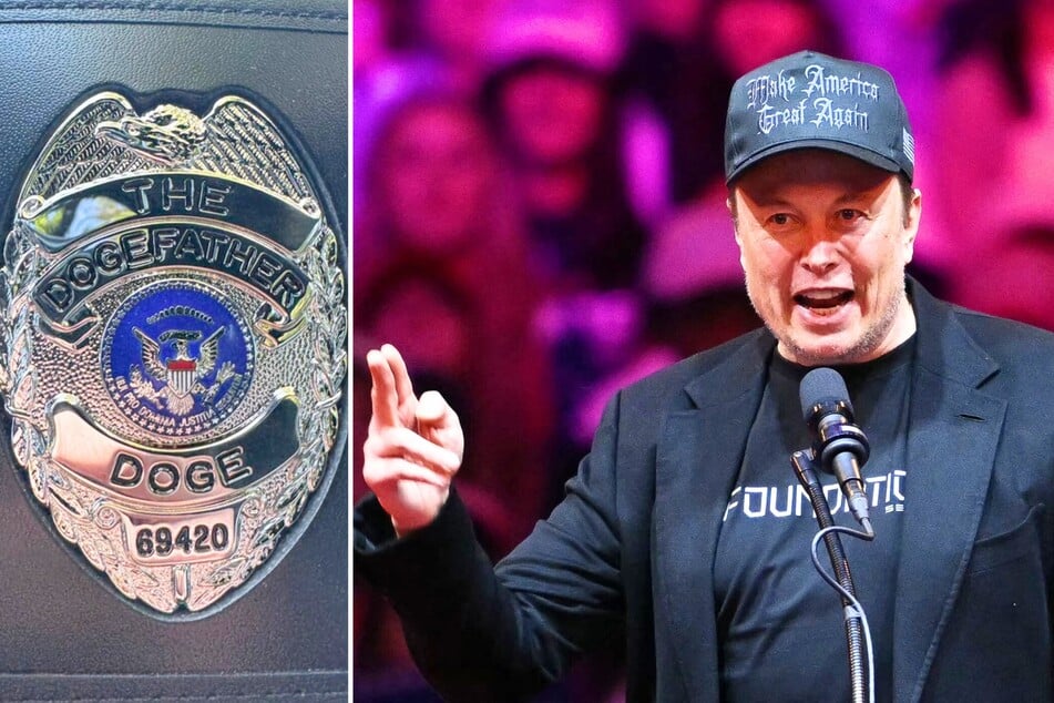 Elon Musk dubs himself "The DOGEFather" with pretend police badge