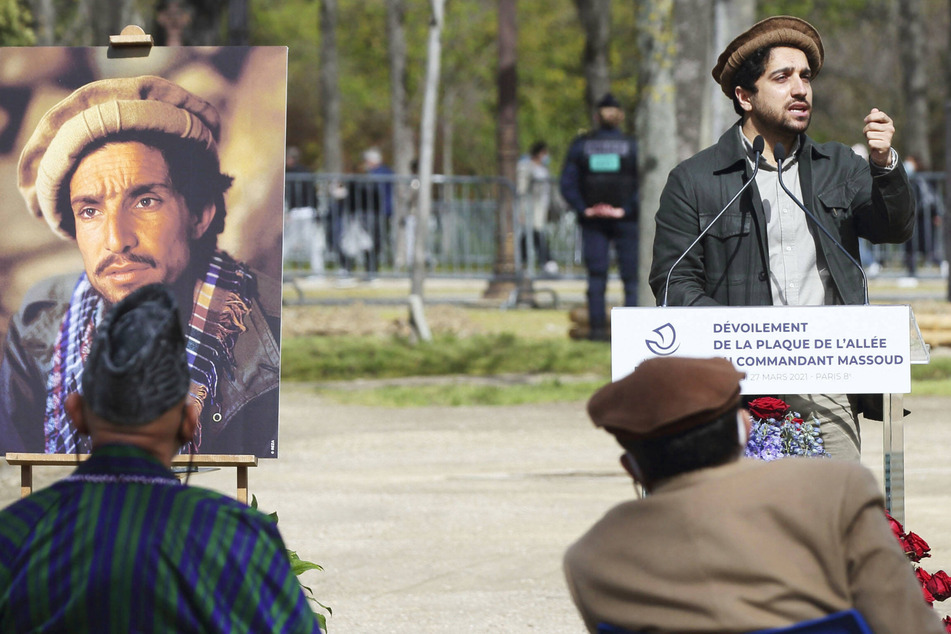 Ahmad Masoud, son of an anti-Taliban commander who was assassinated in 2001, speaks in Paris, France.