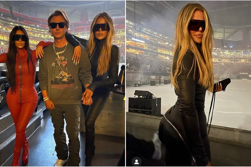 Khloé Kardashian (r.) attended her brother-in-law's listening event with Kim Kardashian (l.) and family friend Jonathan Cheban.