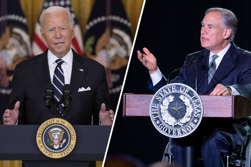 US President Joe Biden (l.) and Texas Governor Greg Abbott are at odds over mask mandates in public schools.