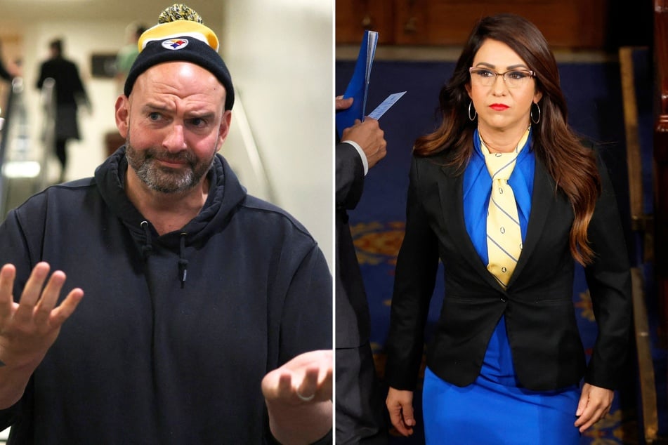 Democrat Senator John Fetterman (l.) shared a social media post defending Representative Lauren Boebert from criticism regarding the arrest of her son.