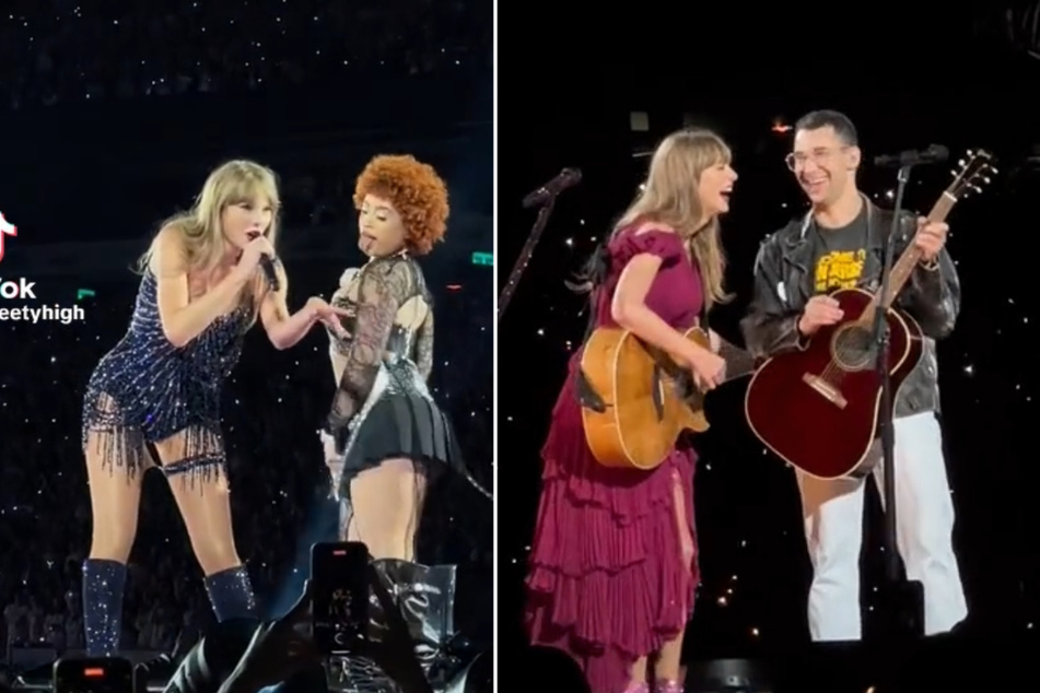 Taylor Swift (l.) brought Ice Spice and Jack Antonoff (r.) out as special guests at The Eras Tour in East Rutherford on May 26.