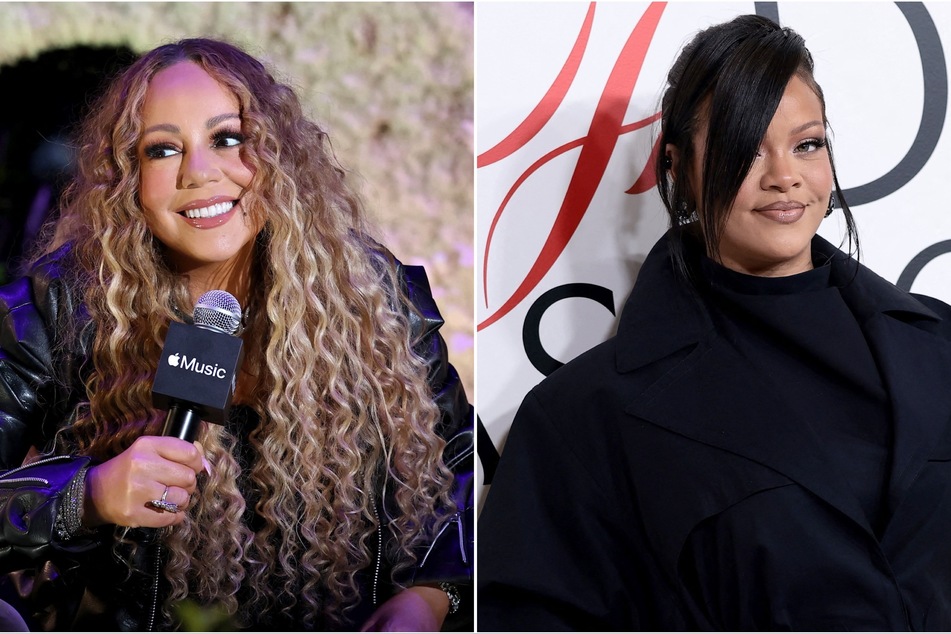 Rihanna (r.) was told to "move" by a fan at the final show of Mariah Carey's holiday concert in Las Vegas.