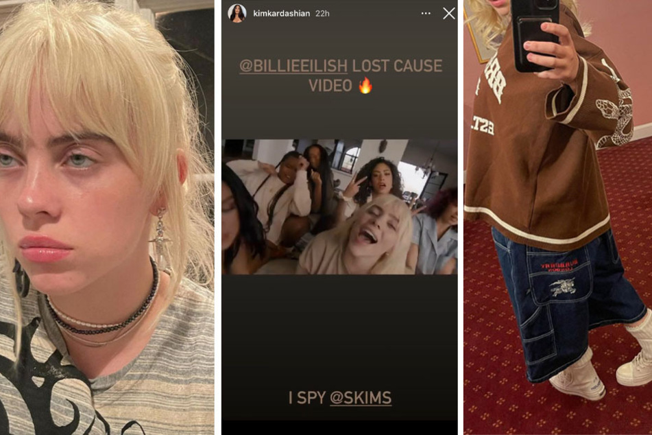 The 18-year-old singer was clad in attire from Kim Kardashian's SKIMS line for her Lost Cause music video. Kim shared a screenshot of the video in her InstaStory (m.).