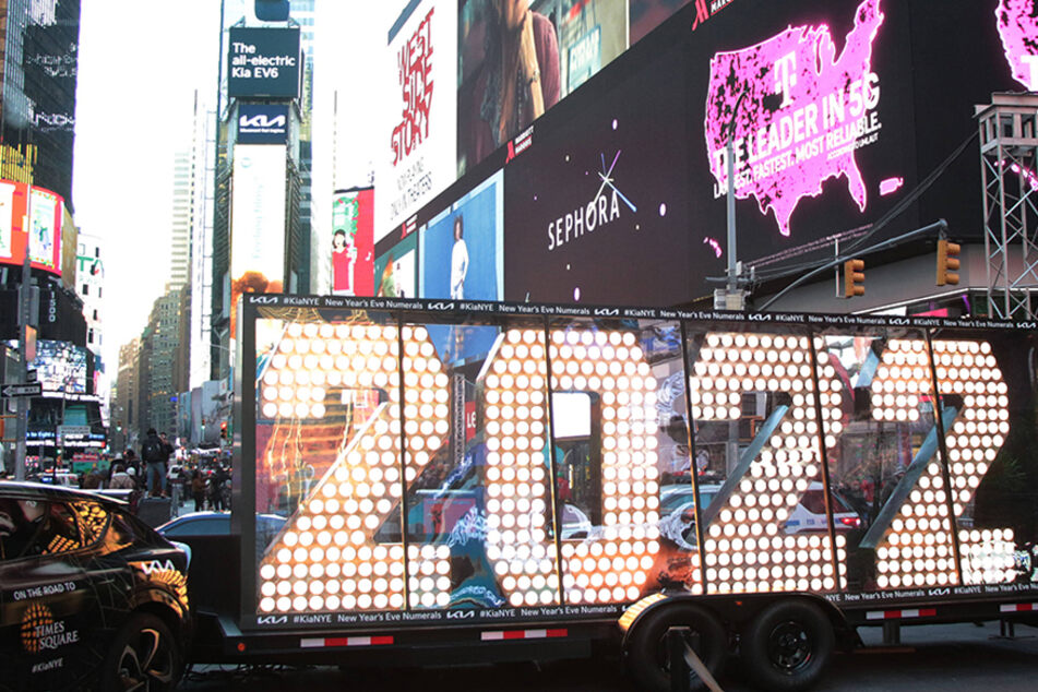 The 2022 numerals arrive in Times Square for Dick Clark's New Year's Rockin' Eve annual ball drop in New York City.