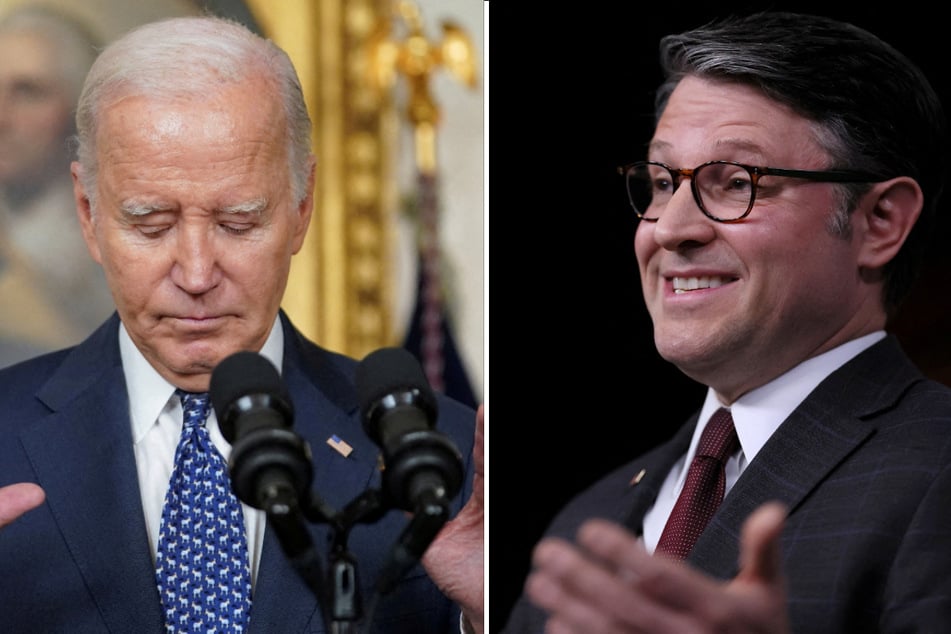 Republican House Speaker Mike Johnson (r.) rejected President Joe Biden's pleas to pass a foreign aid funding bill.