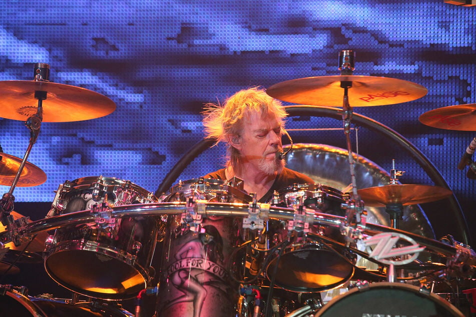 Frank Beard performs on stage during a ZZ Top concert on July 12, 2013, in France as part of their tour La Futura.