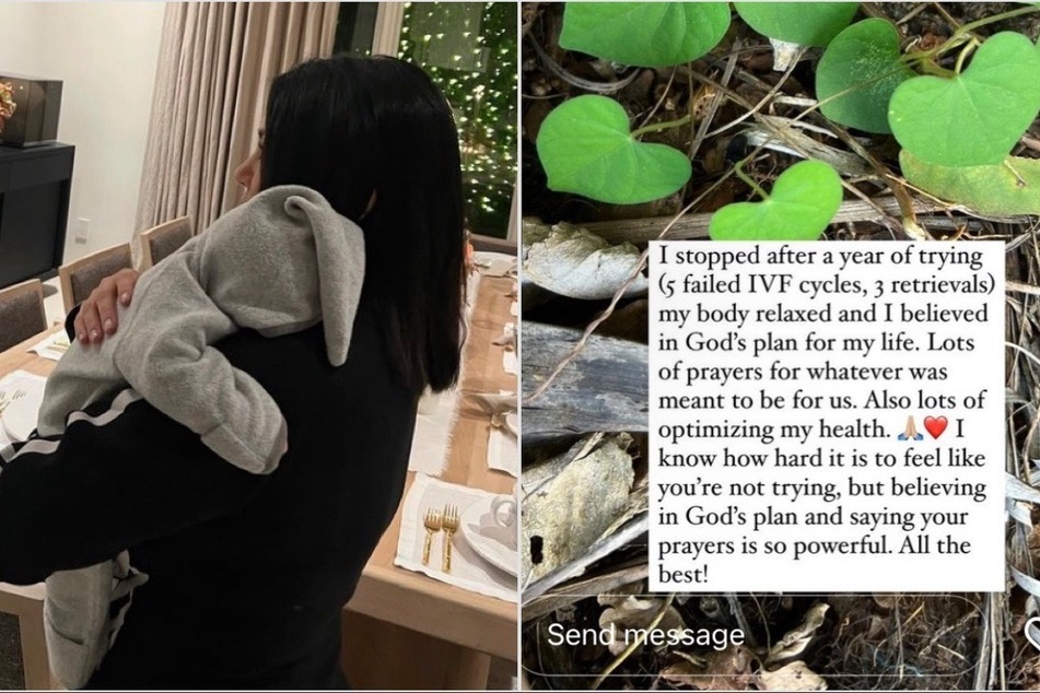 Kourtney Kardashian (l.) responded to a users questions about staying positive during their in vitro fertilization journey.