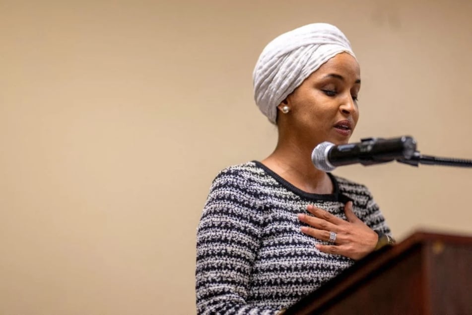 Ilhan Omar speaks during a town hall meeting at the Urban League Twin Cities facility on January 27 in Minneapolis, Minnesota. Omar's family members were reportedly subpoenaed, as President Donald Trump appears to be targeting the politician.