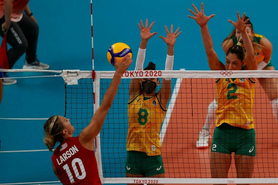 Team captain Jordan Larson scored the match point for Team USA to win gold over Brazil on Sunday.