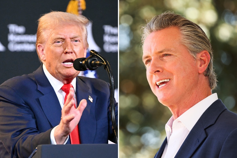 In recent social media posts, California Governor Gavin Newsom (r.) has been imitating President Donald Trump while vowing to redraw his state's district maps.