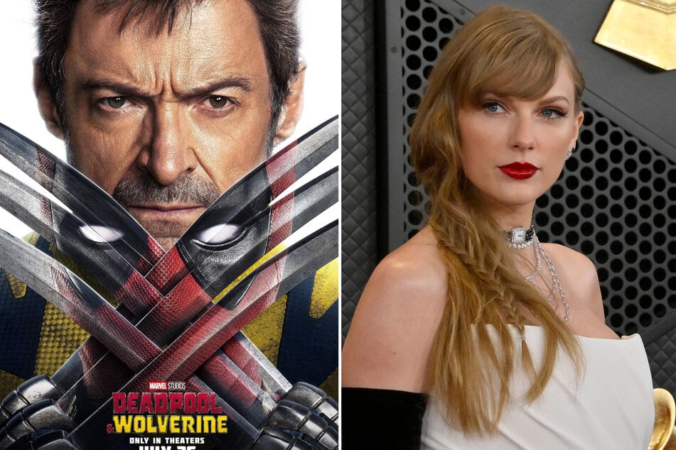 Taylor Swift (r.) called on her fanbase to head to the movies and see Deadpool & Wolverine amid rumors the pop star would be making a cameo in the superhero flick.