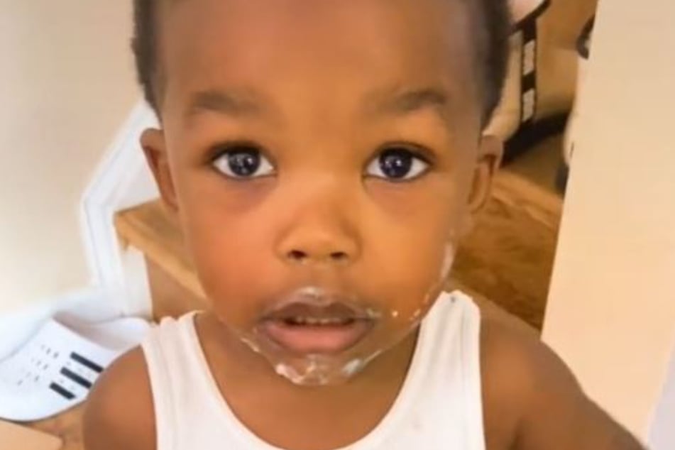 TJ is the picture of innocence – if it weren't for the frosting on his face!
