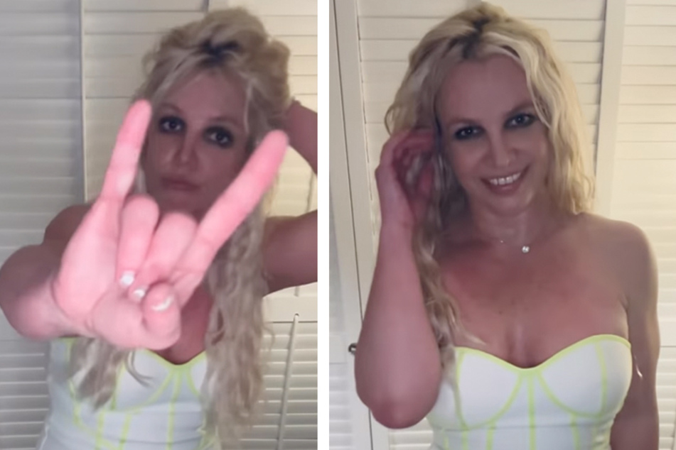 Britney Spears was acting strange during a dinner date with husband Sam Asghari at an LA restaurant, but for good reason.