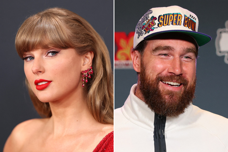 Travis Kelce (r.) is hatching a plan to get his girlfriend, Taylor Swift, to cheer on the New York Knicks with him at Madison Square Garden!