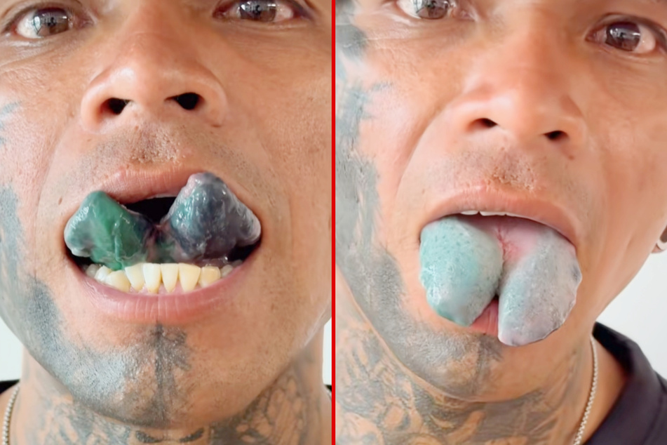 Man chops tongue in half and tattoos it blue in wild body mod transformation