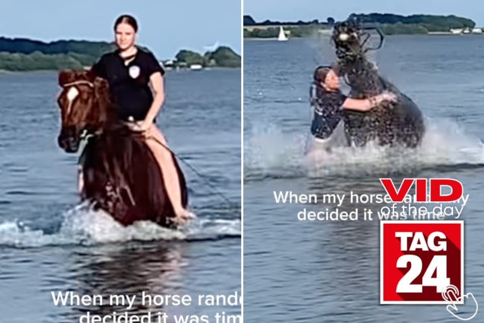 This woman got trampled by her horse during what was supposed to be a calm ride through the water!