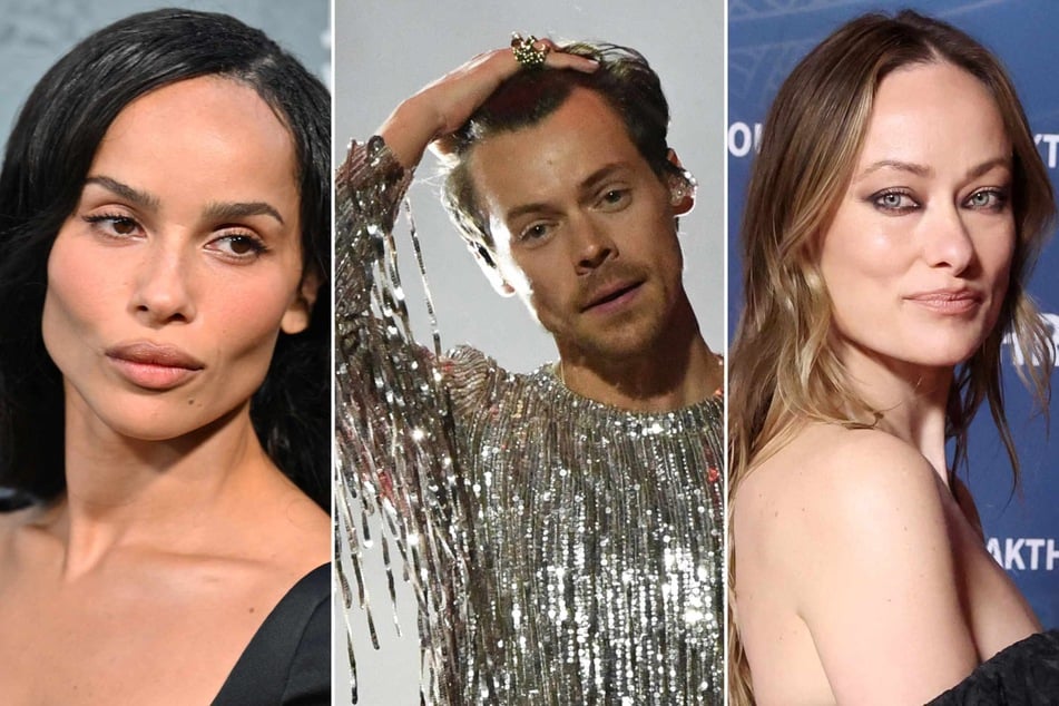 Olivia Wilde (r.) has finally broken her silence on Harry Styles' (c.) romantic connection with Zoë Kravitz (l.)