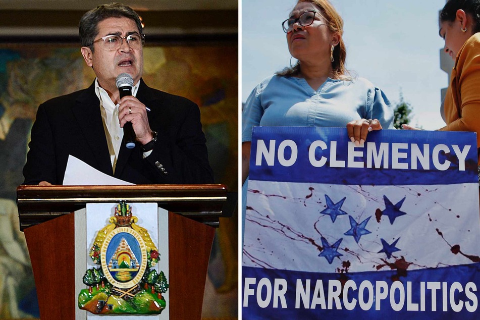 A court in New York on Wednesday sentenced former Honduran president Juan Orlando Hernandez (l.) to 45 years in prison after he was convicted of trafficking hundreds of tons of cocaine into the US.