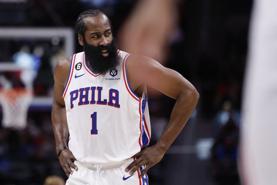 James Harden recorded a triple-double as the Philadelphia 76ers beat the Detroit Pistons 123-111.