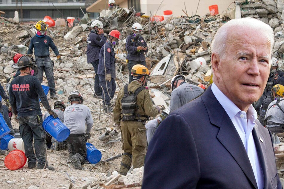 Biden visits Surfside condo collapse site as rescue work is halted