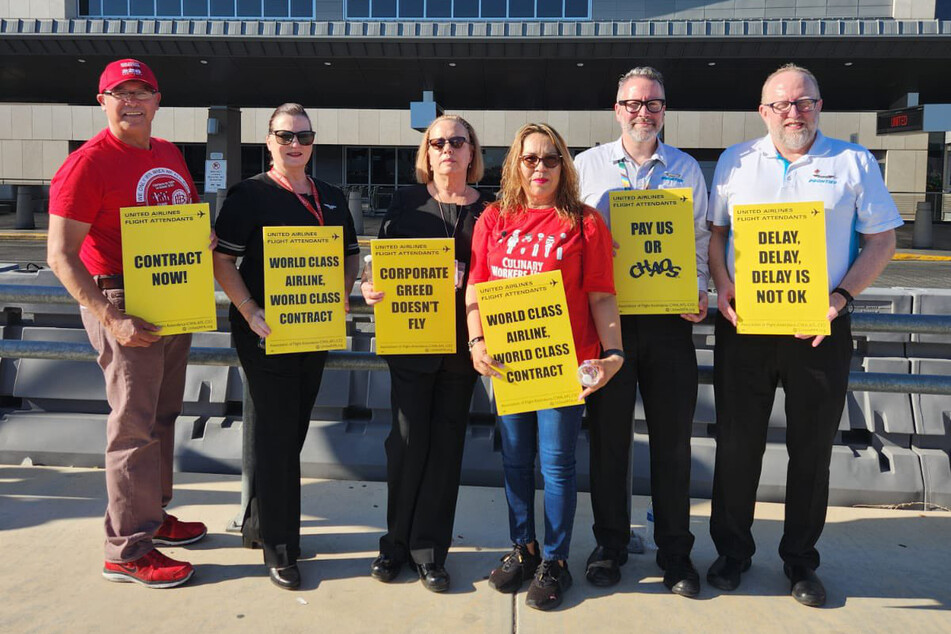 United Flight attendants rally for better wages and working conditions in Las Vegas, Nevada.