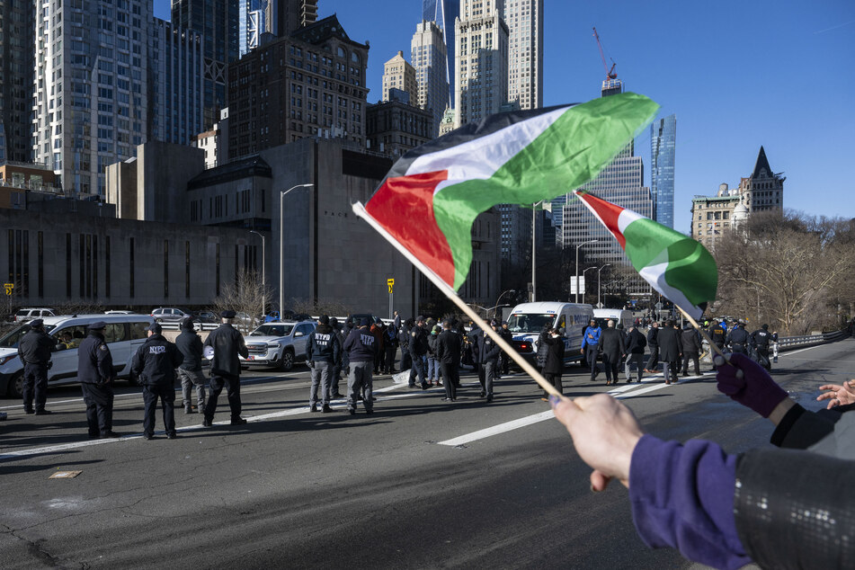 Dozens of protesters blocked the Brooklyn, Manhattan, and Williamsburg bridges on Monday, demanding an end to Israel's brutal assault on Gaza.