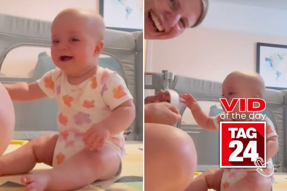 Viral Video of the Day for September 29, 2024: Tape-ripping sound makes baby belly-laugh nonstop!