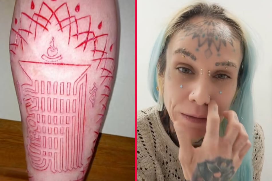 Body mod fanatic makes tattoo out of cut-up skin with gruesome technique