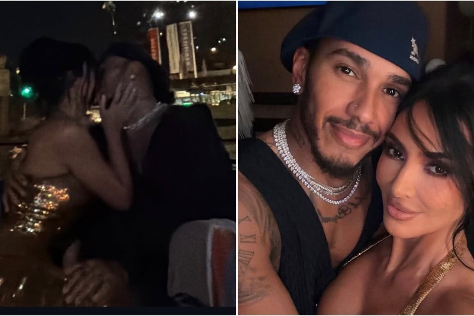 Kim Kardashian and Lewis Hamilton (r.) shared a sweet kiss under the Eiffel Tower during their romantic Paris getaway!