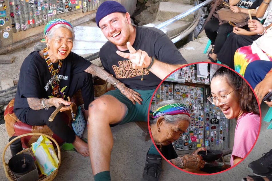 107-year-old tattoo artist has naughty interaction with British couple!