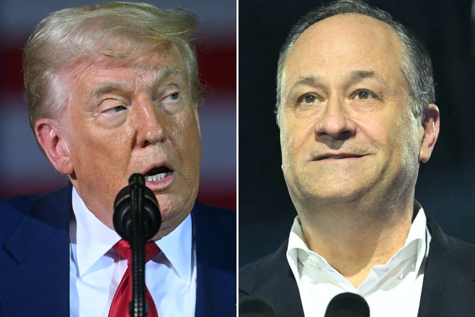 President Donald Trump (l.) has removed Doug Emhoff (r.), husband of his former rival Kamala Harris, from the Holocaust Memorial Council board, drawing an angry reaction.