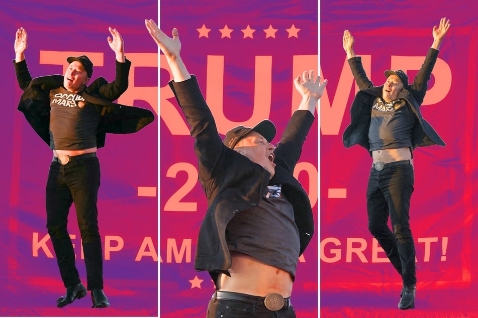 Elon Musk jumps for joy as he unveils "Dark MAGA" persona at Trump's Butler rally