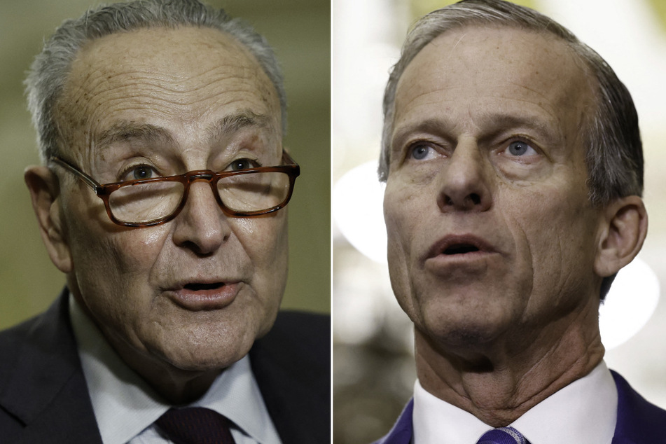 Senate Democrats, led by Minority Leader Chuck Schumer (l.), and Republicans, led by Majority Leader John Thune, have clashed over the budget proposal approved by Donald Trump.