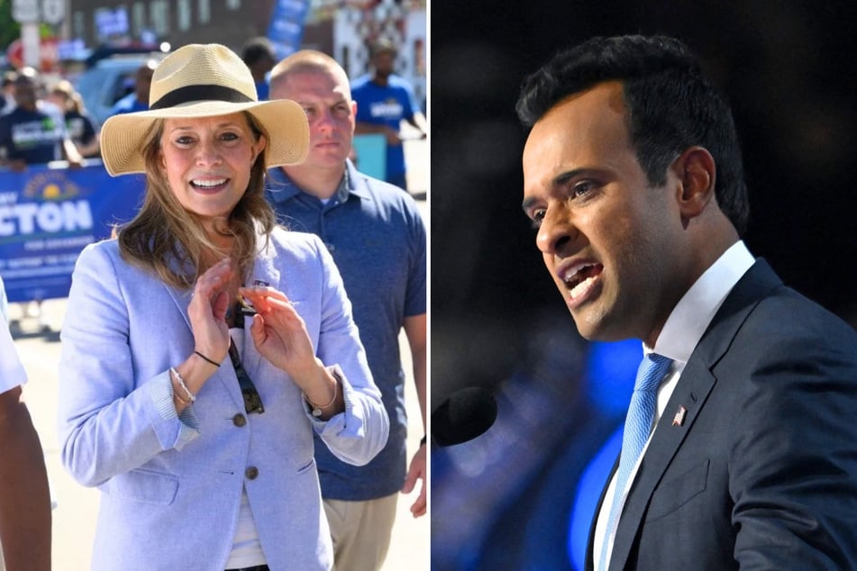 Ohio gubernatorial candidates Amy Acton (l.) and Vivek Ramaswamy (r.). On Friday, Cook Political Report moved the Ohio gubernatorial race to "lean Democrat" as candidate Vivek Ramaswamy faces backlash over a controversial ad.