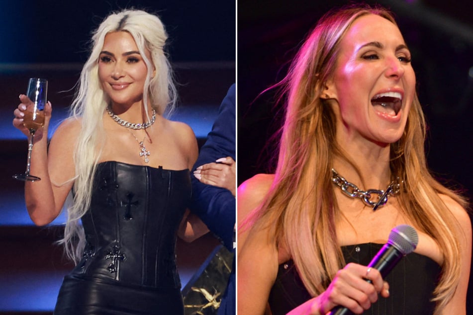 Kim Kardashian (l.) was roasted on Tom Brady's newest Netflix special, but not by comedian Nikki Glaser.