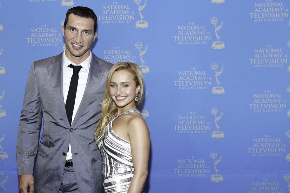 Wladimir Klitschko (l.) and Hayden Panettiere (r.) attend the 34th Annual Sports Emmy Awards Reception in New York City on May 7, 2013.