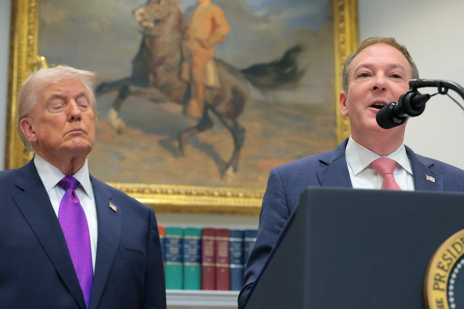 Environmental Protection Agency Administrator Lee Zeldin (r.) joined Trump for Thursday's announcement on the endangerment finding.
