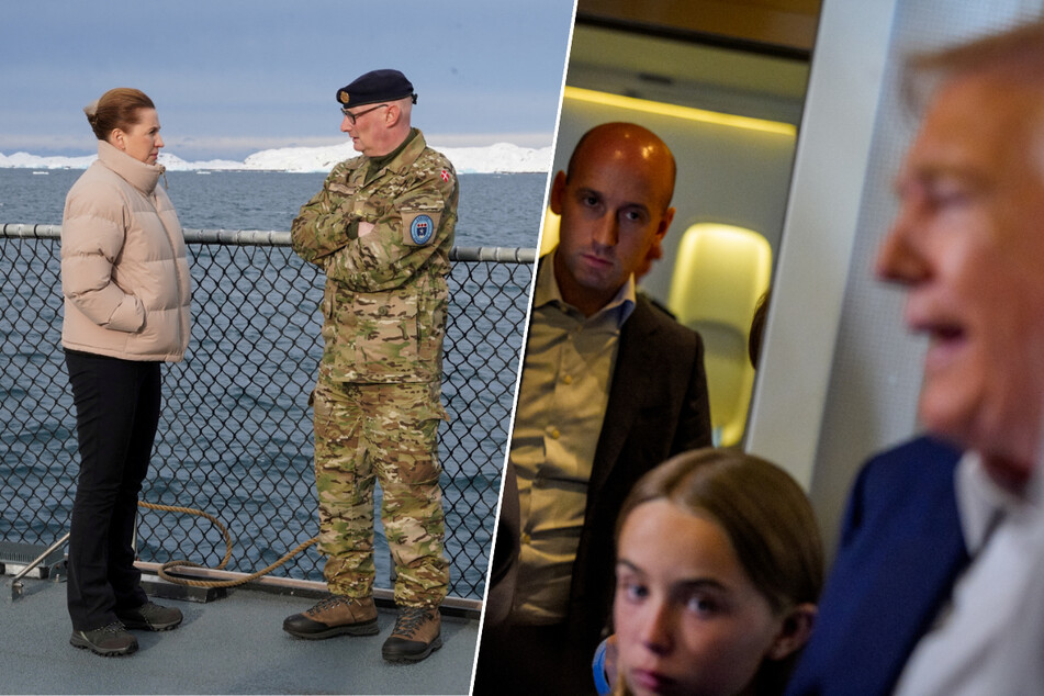 Danish PM Mette Frederiksen (l.) responded after US President Donald Trump (r.) and his top aide, Stephen Miller, called for the annexation of Greenland.