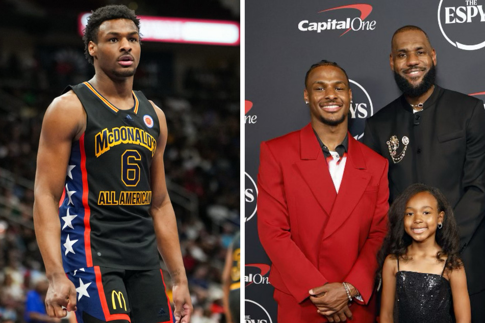 Following the big ESPYS night of celebration, Bronny James (l.) took to Instagram to boast with crisp details of his red carpet look.