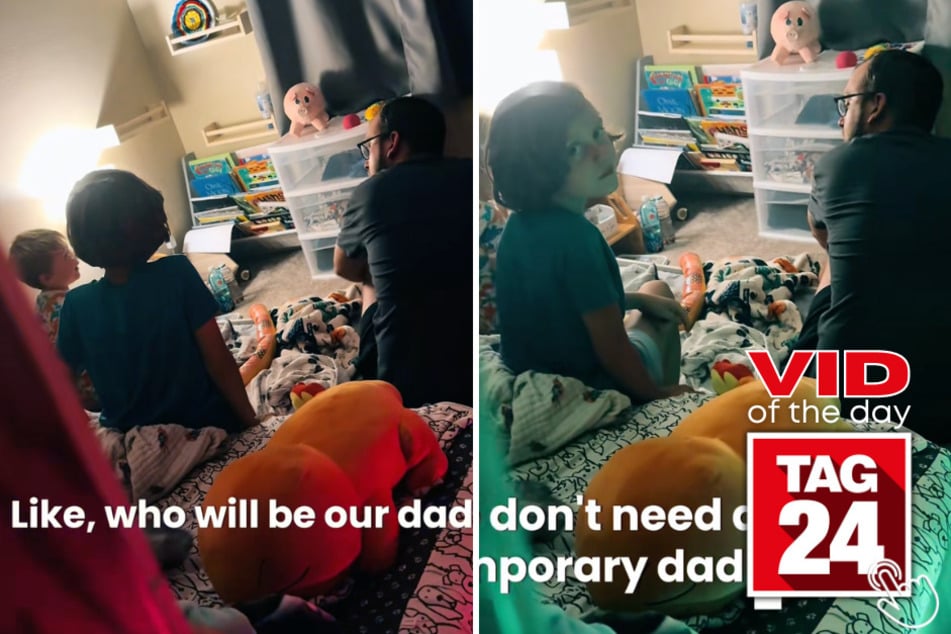 A mom secretly filmed what she thought would be a sweet moment as her husband told their kids about his upcoming trip – but their youngest son's hilariously concerned question made the clip so much better than she expected.