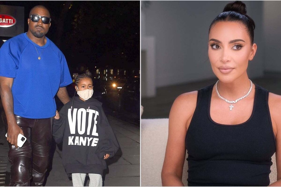 Kim Kardashian (r.) dished on why her daughter North West prefers her dad Kanye West's (l.) crib over hers.