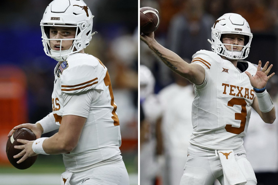 Arch Manning (l.) will not be in competition against Quinn Ewers next season, as the NFL heir has been confirmed as a backup.
