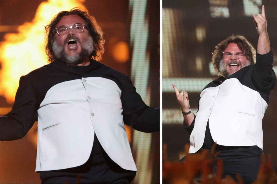 Jack Black reacts accepted the Comedic Genius Award at the MTV Movie & TV Awards on Sunday in amusing fashion.