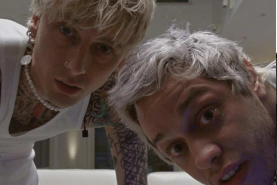 Machine Gun Kelly and Pete Davidson get up close and personal after taking over Calvin Klein's Instagram account.